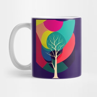 Vibrant Colored Whimsical Minimalist Lonely Tree - Abstract Minimalist Bright Colorful Nature Poster Art of a Leafless Branches Mug